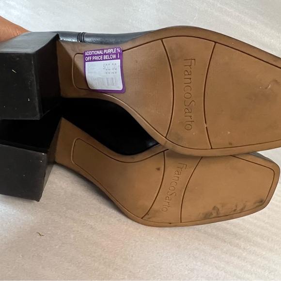Franco Sarto Womens Black Ankle Booties Leather Block Heel 10M Business Casual - Picture 4 of 14
